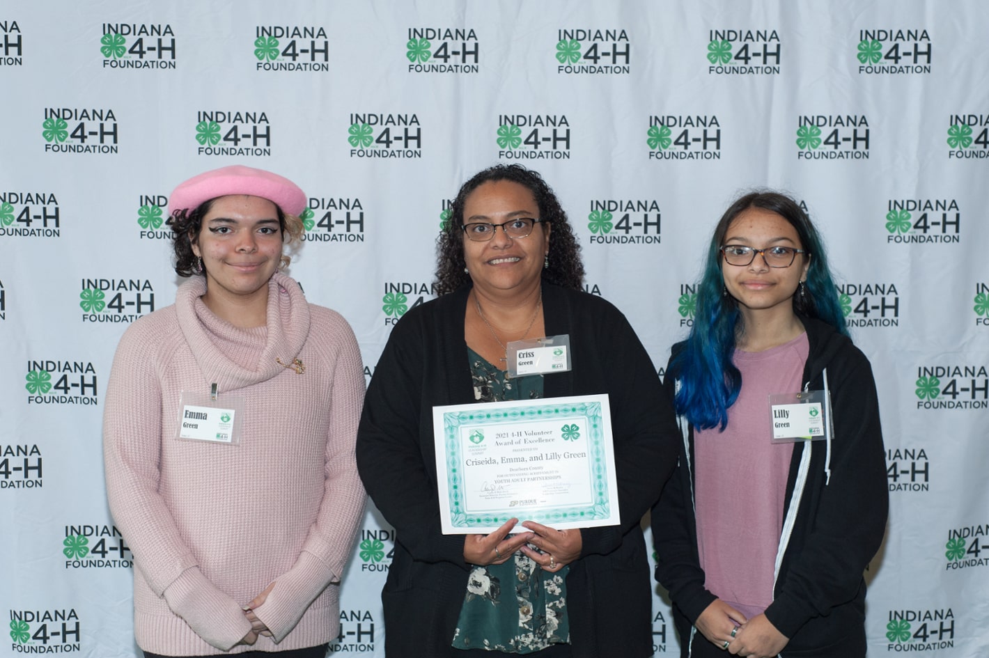  The Green Family from Dearborn County pose with Excellence in Youth and Adult Partnerships Award