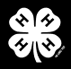 white clover emblem on black background