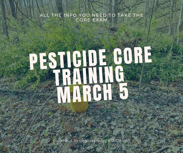 Image of woods with "Pesticide Core Training" over it
