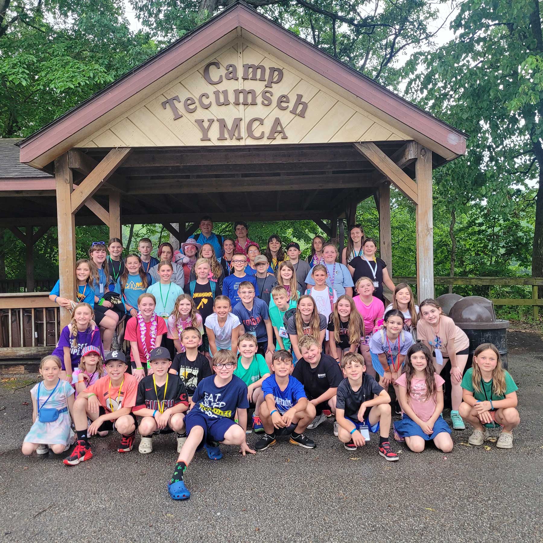 group of kids under gazebo