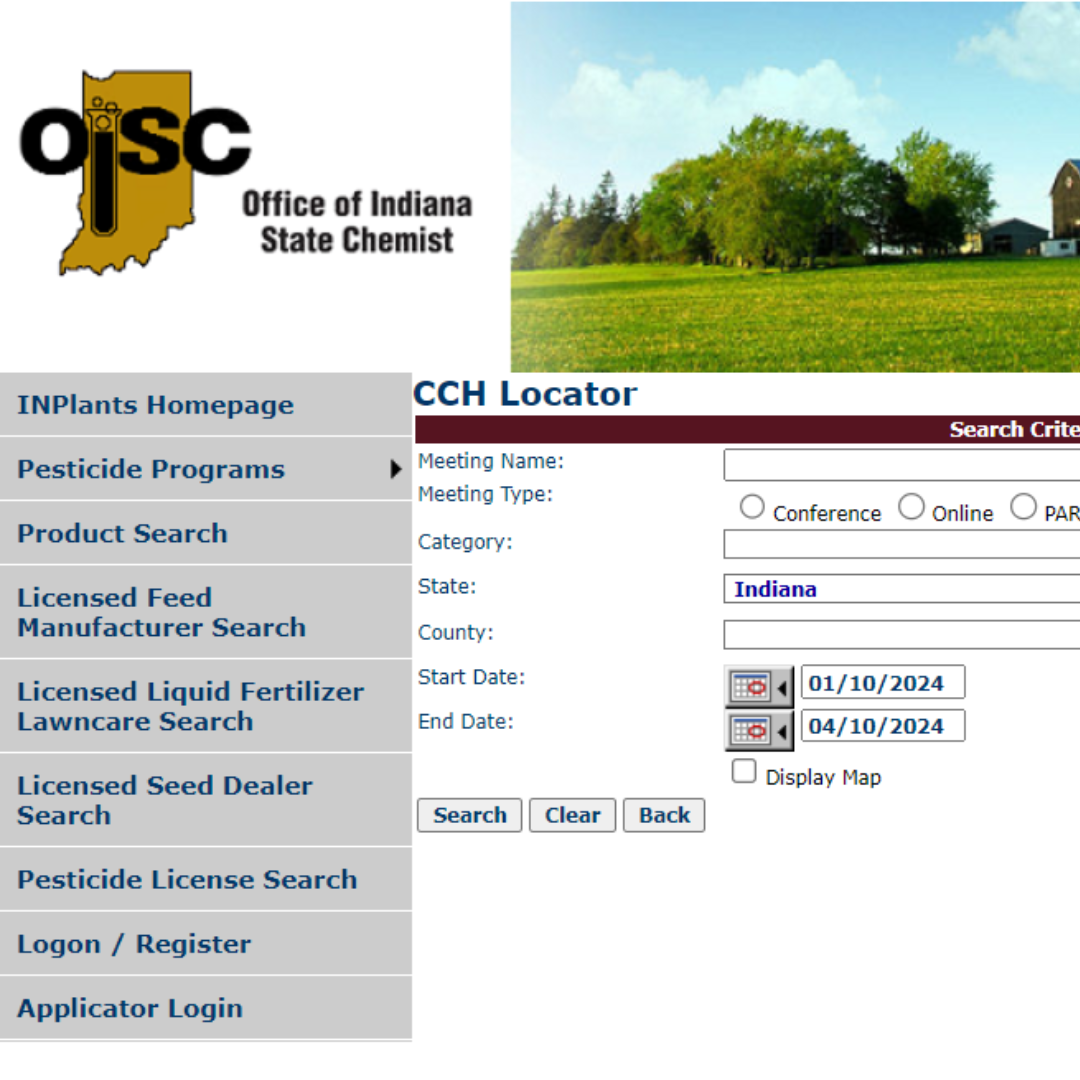 screenshot of office of indiana state chemist website