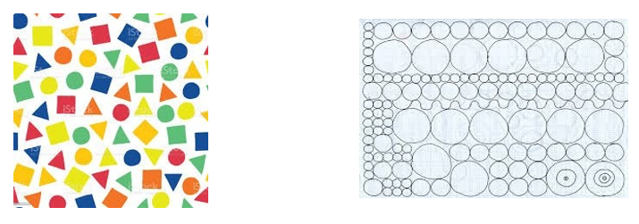 Collage of shapers including triangles, squares, and circles