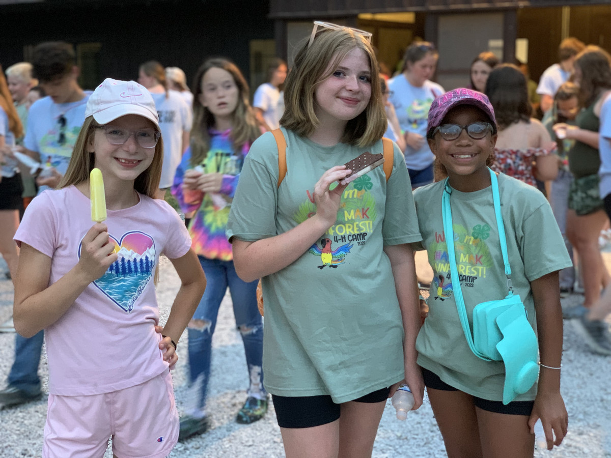 Three 4-H Camp Youth with Popsicles
