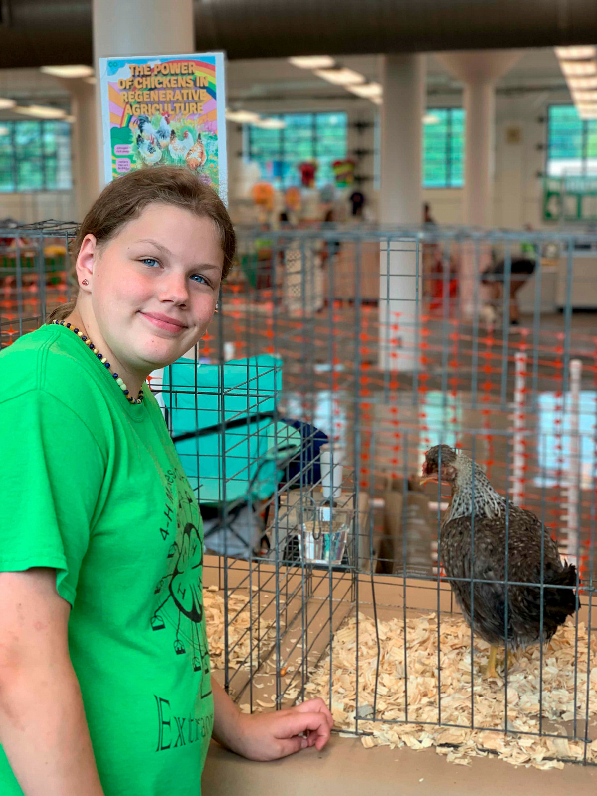 4-H poultry project member with her bird