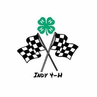 The 4-H Logo and two checkered flags.