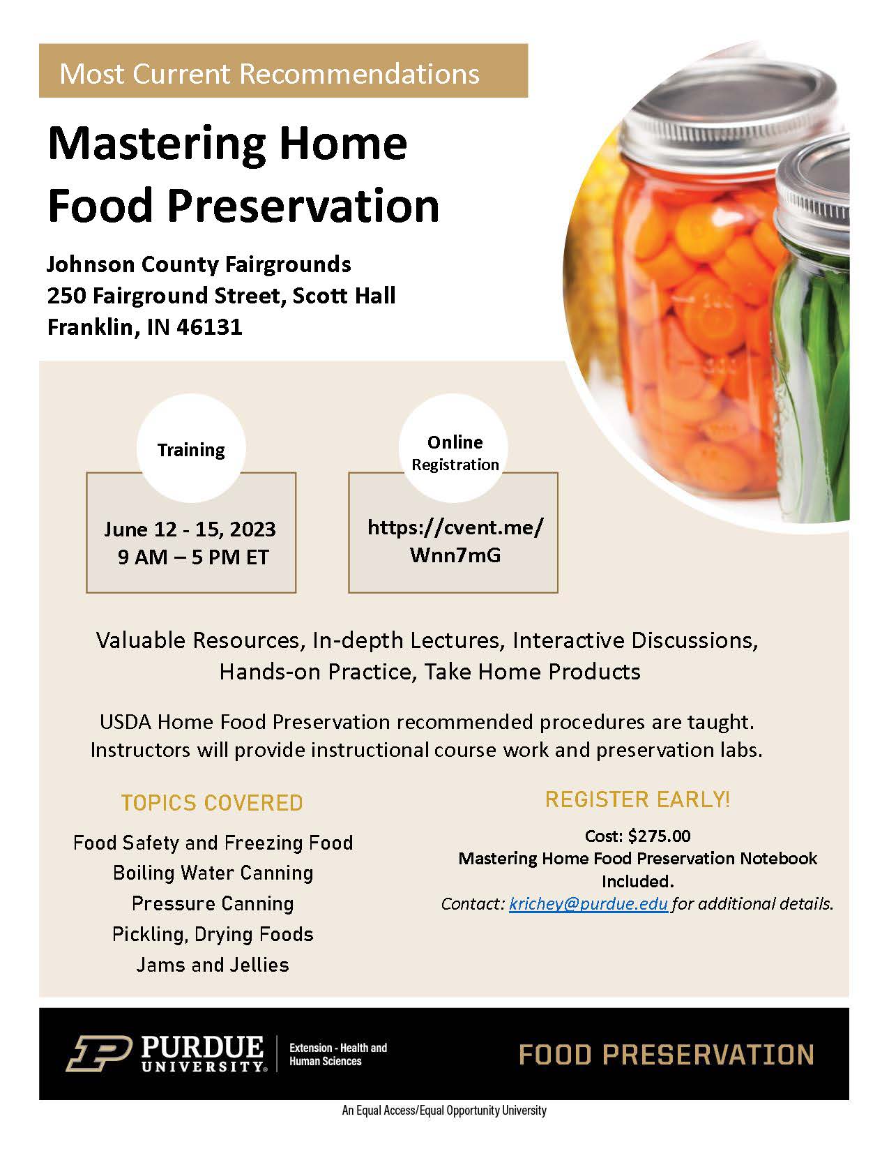 Mastering Home Food Preservation Flyer