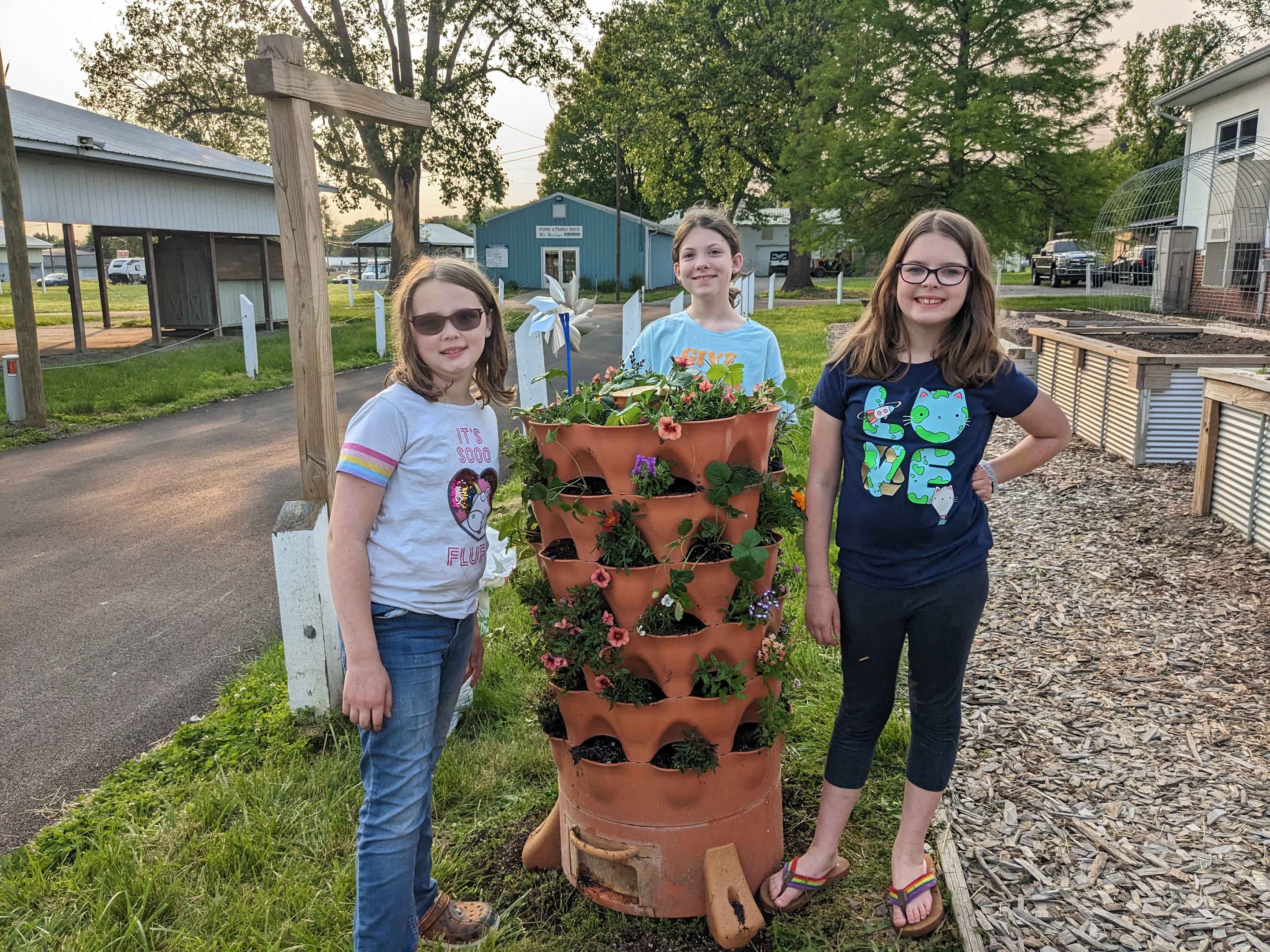 Garden Club Members with their newly planted Garden Tower