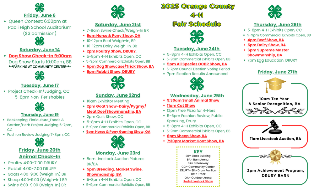 Fair Show Schedule 2025