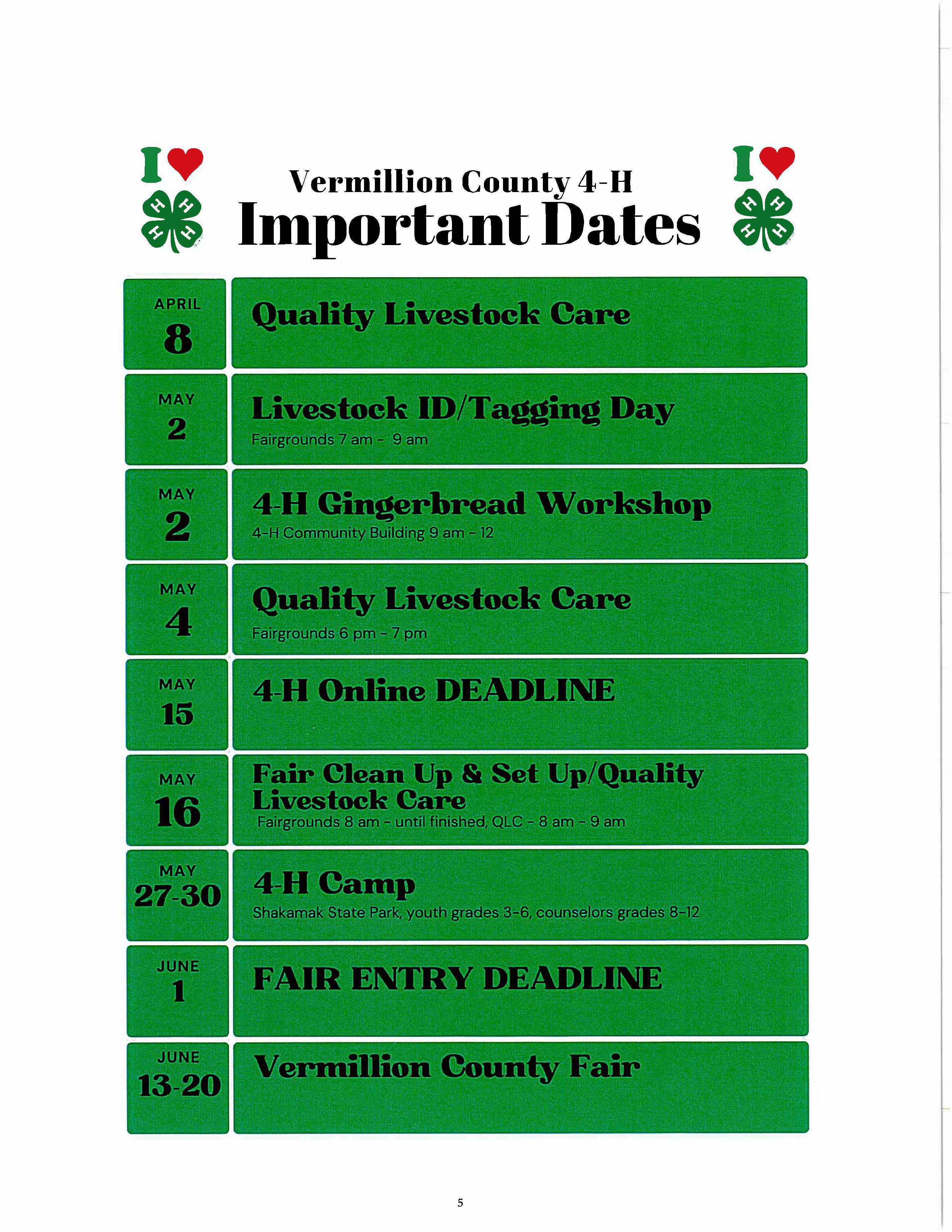 4-H Dates