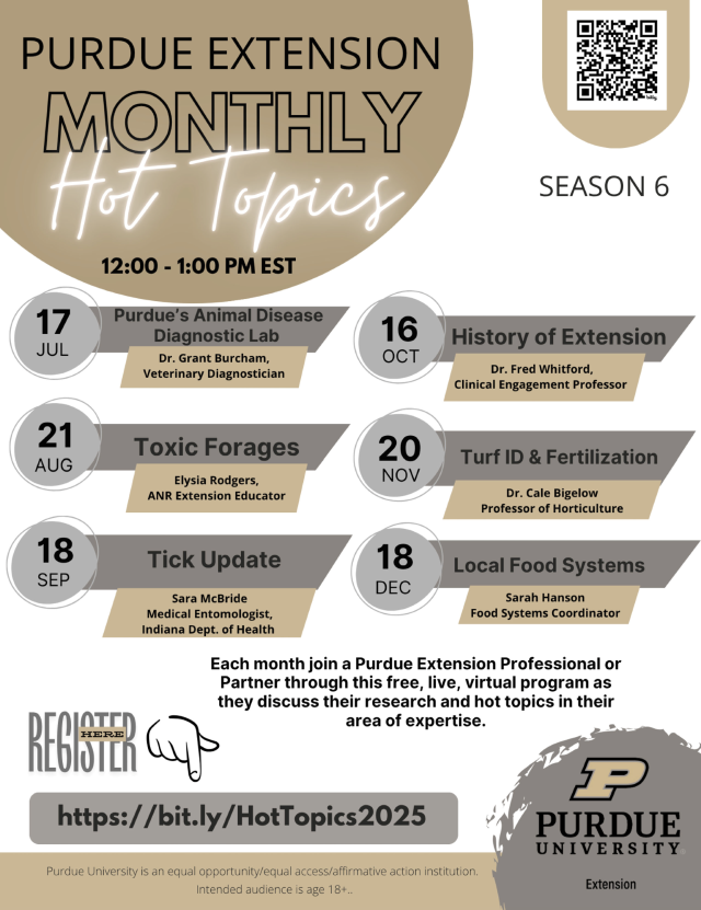 Purdue Extension Monthly Hot Topics