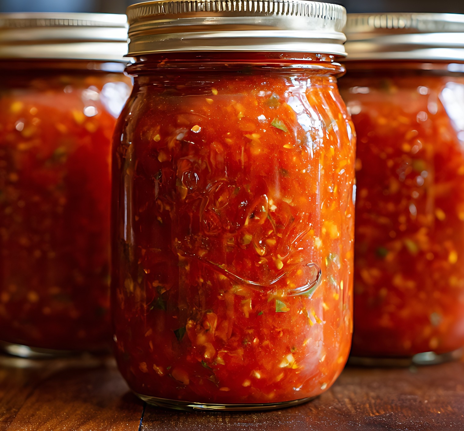 Glass jars of salsa
