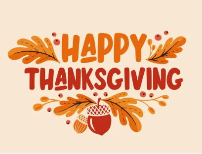 Happy Thanksgiving sign with leaf and acorn