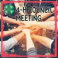 Hands stacked on one another in the center with 4-H emblem and text stating 4-H Council Meeting