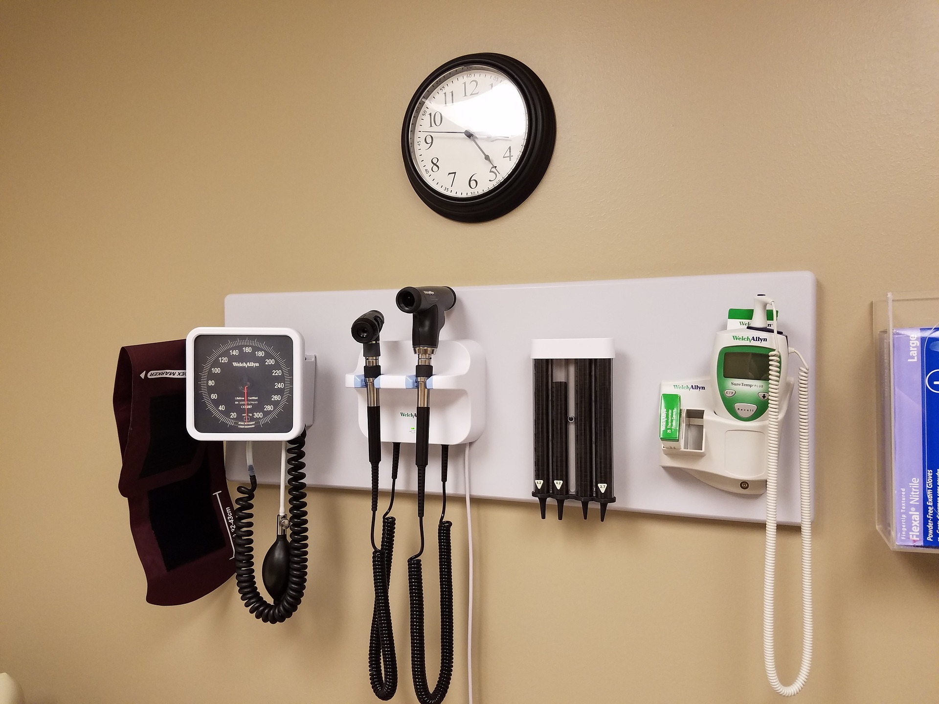 Doctors equipment hanging on wall