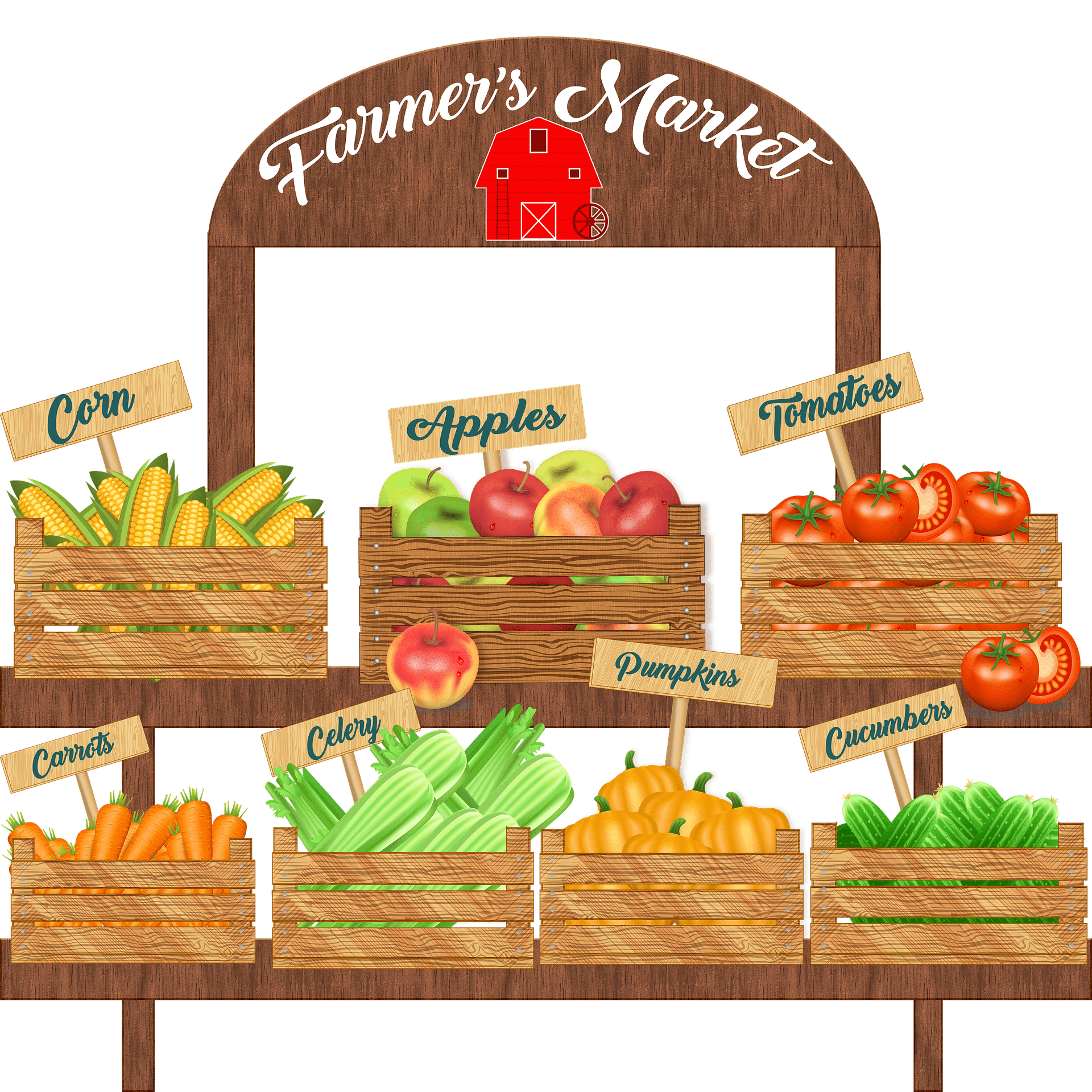 Farm stand with fruits vegetables