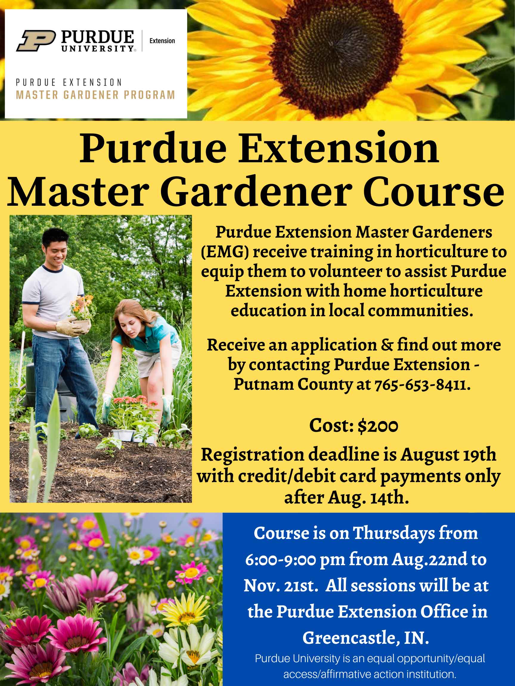 Flyer for Purdue Master Gardener Course 