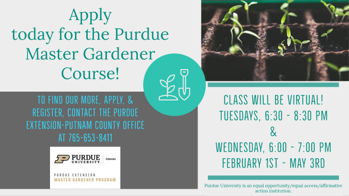 Flyer for Purdue Extension Master Gardener Course