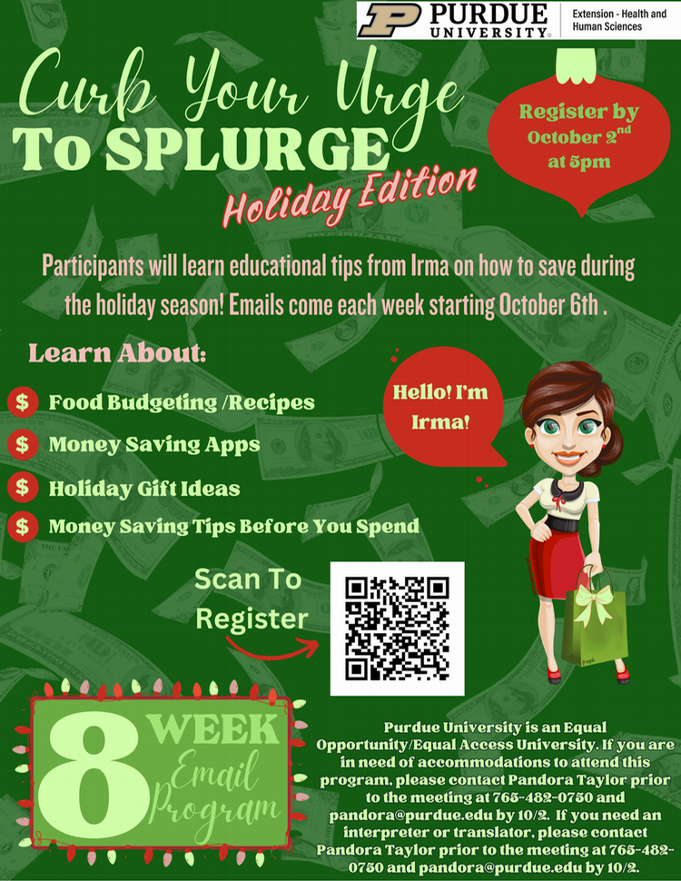 Curb Your Urge to Splurge flyer