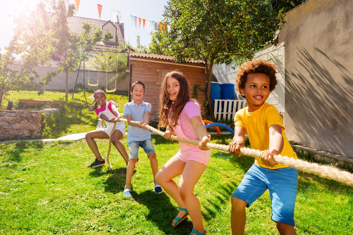 Kids playing in a common playground area
