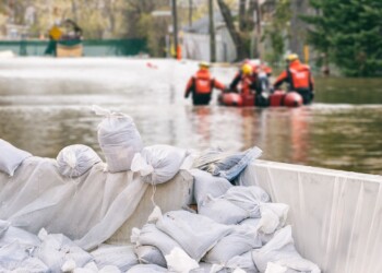 rescue squad on flooded area
