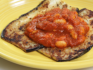 Eggplant and Saucy Beans