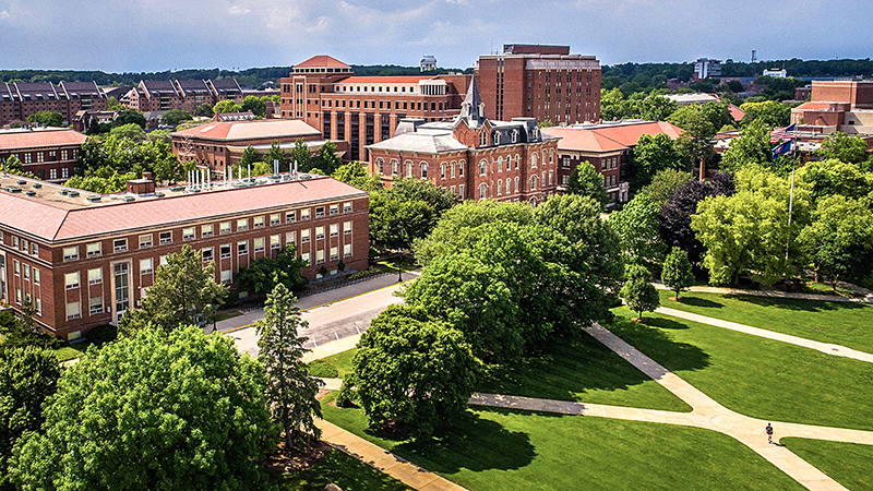 Purdue University, aerial view in the summertime