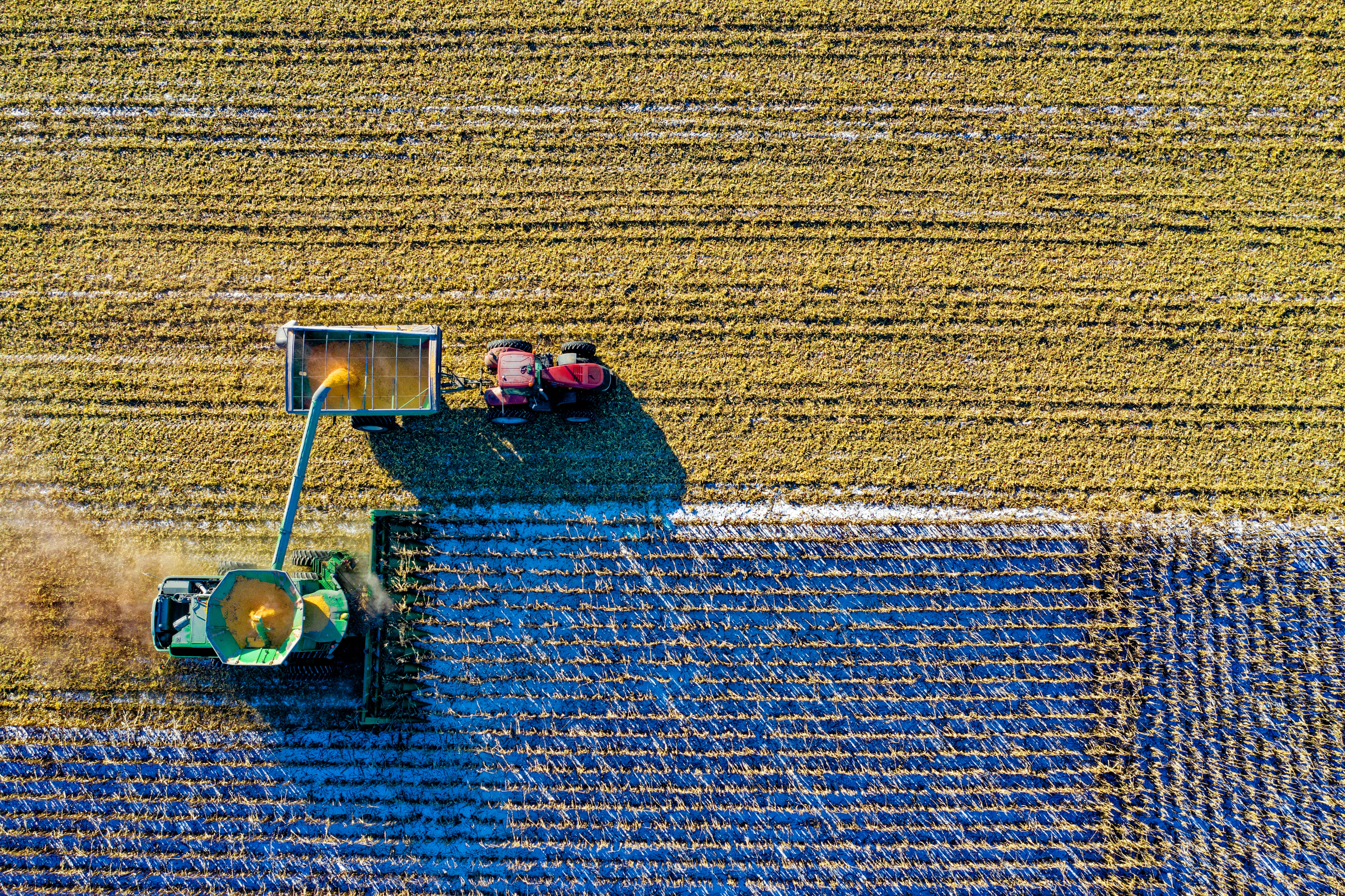 aerial view of combine