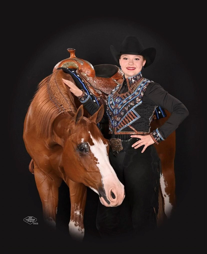 Indiana 4-H'er Ashton Brandt poses with her horse, Zip Terrific Kiss a.k.a. Zip.