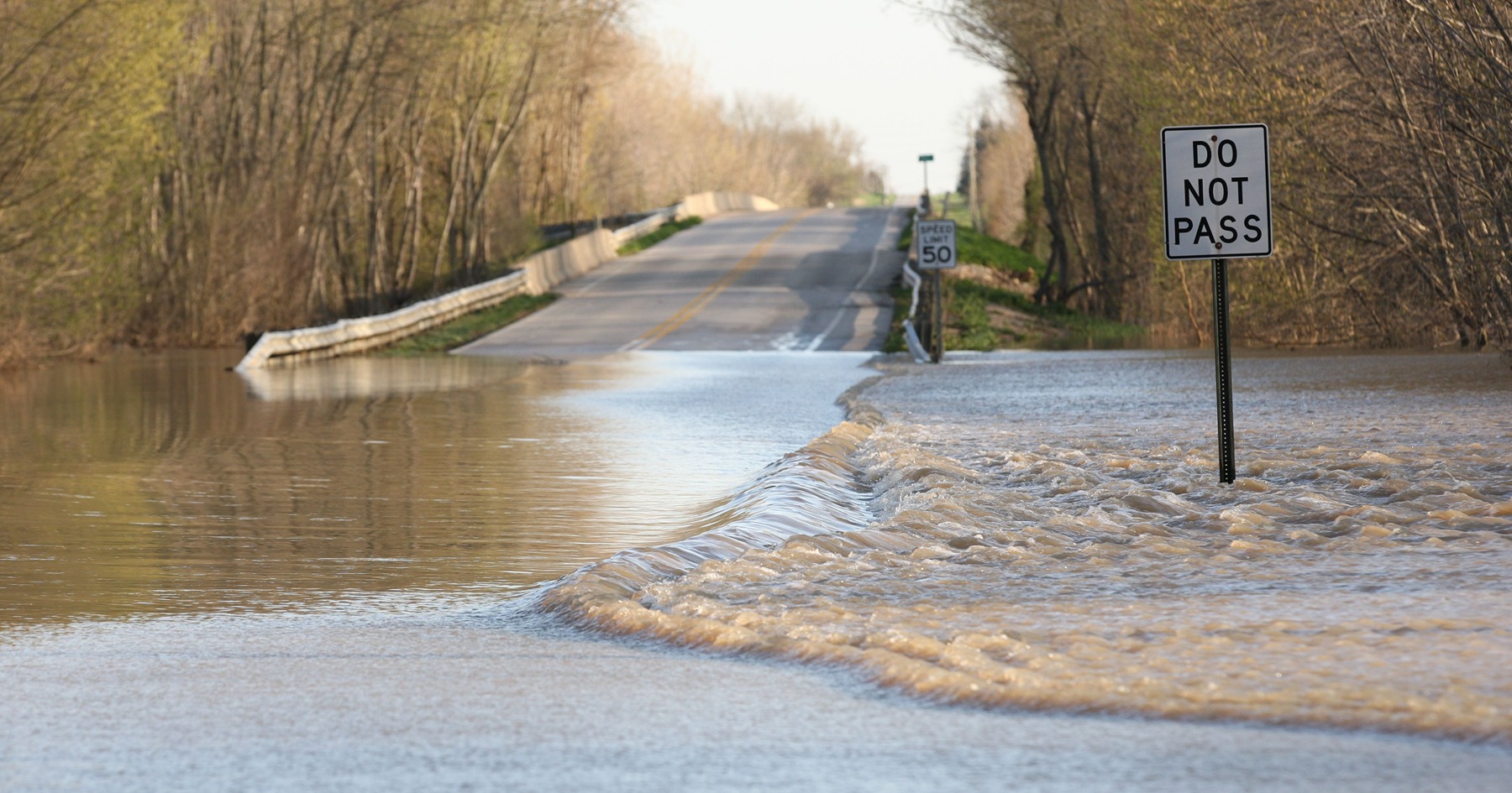 high water on road in Indiana