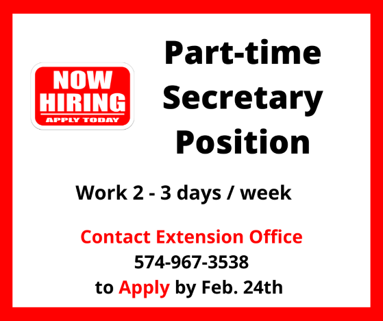 Opening for Part-time Secretary