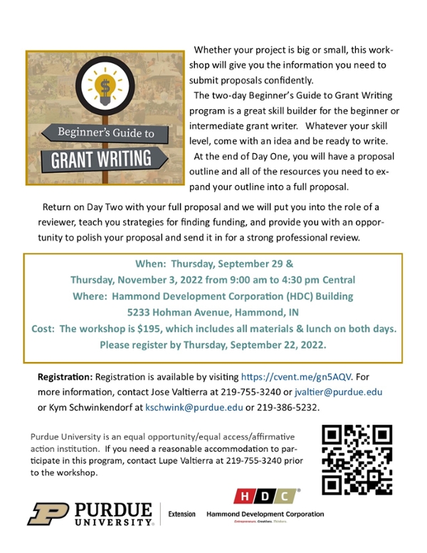 Flyer Beginners Guide to Grant Writing Workshop