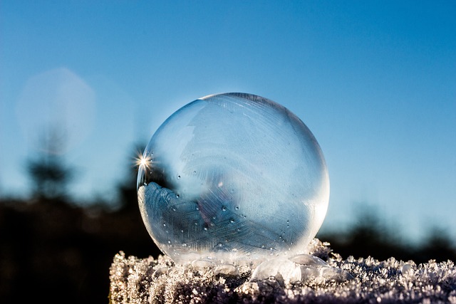 Frozen bubble on fence