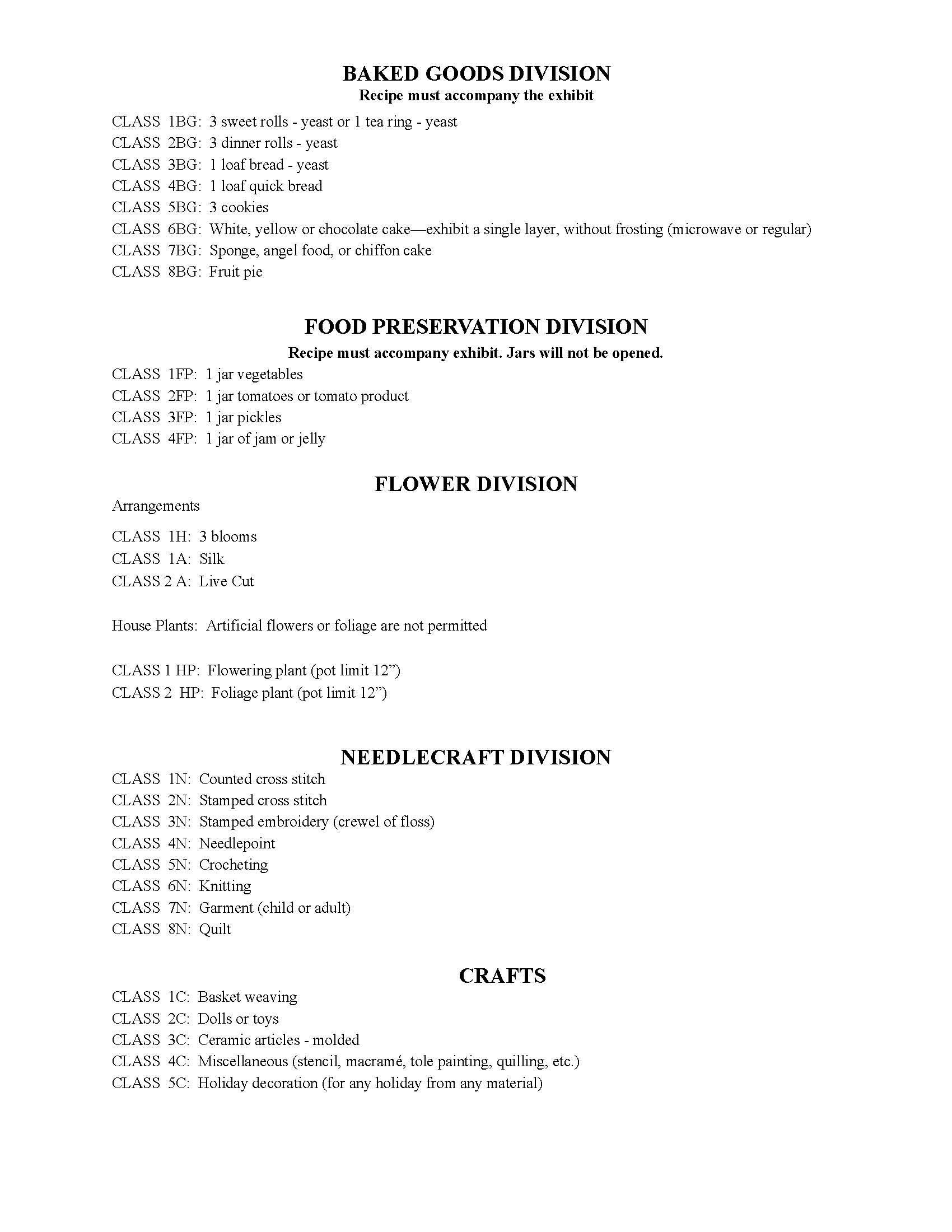 Open Show Classes Page 2