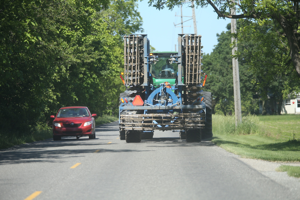 farm equipment on road