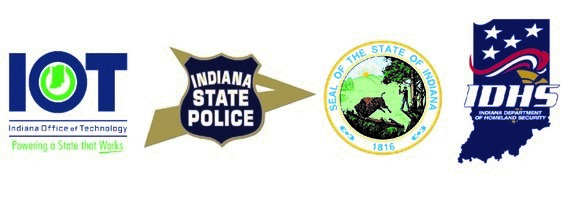 Imago with logos for OIT (Indianda Office of Thecnology) ISP (Indiana State Police) and IDHS (Indiana Department of Homeland Security)