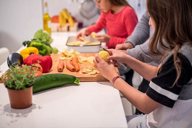 preparing vegetables