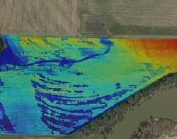 Elevation mapping demonstrates clear ridges and drops