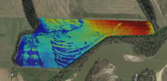 Image elevation mapping demonstrates clear ridges and drops 