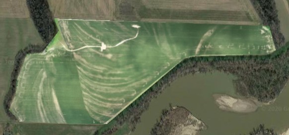 Image taking by a drone flight revealing unique land features that had a direct impact on plant health 