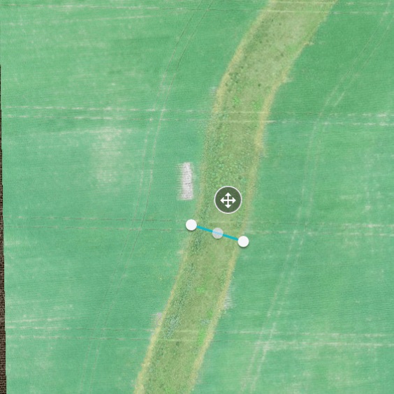 Image of a crop health map, measure the depth of a grassed waterway 