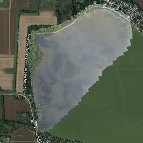 Aerial RBG image of a shallow section of Bass Lake.