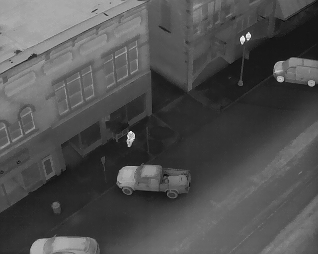 Image of a building taken at night (Thermal image cameras)
