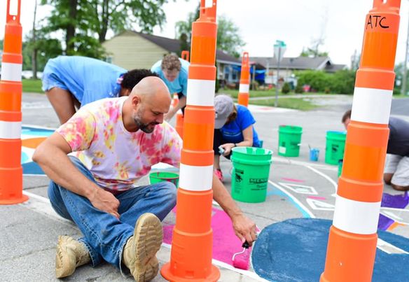 community painting crosswalk bright colors